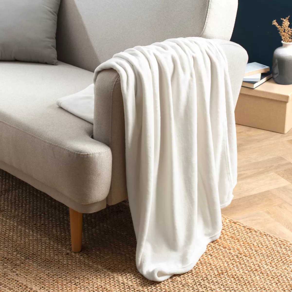 Plaid morbido in flanella (125 x 150 cm) Didou Avorio