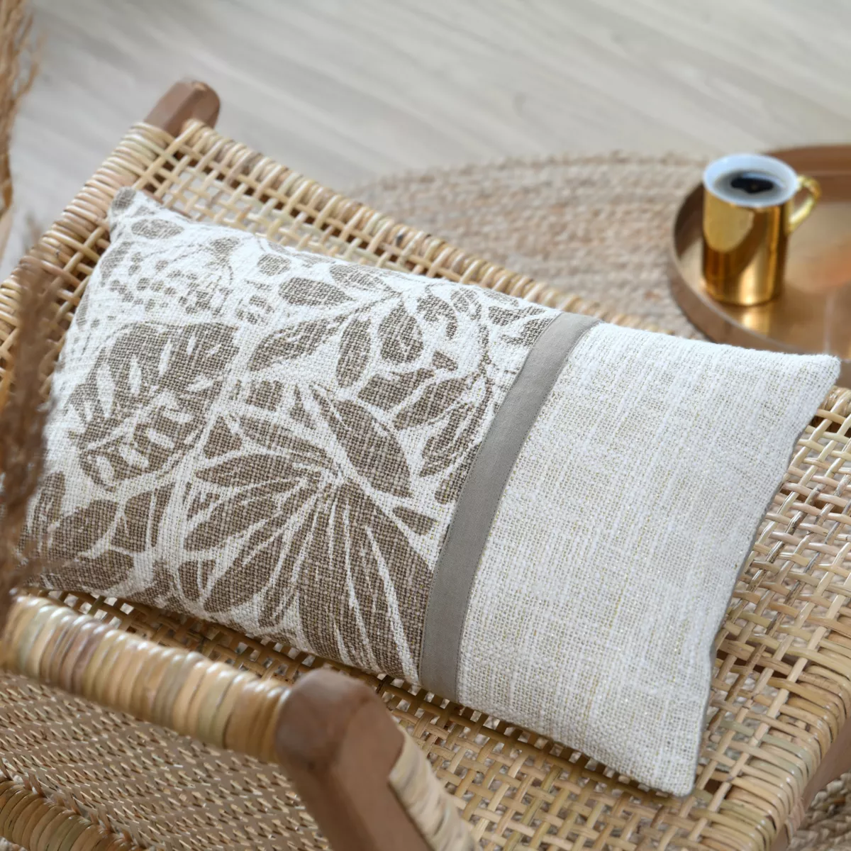 Coussin rectangulaire coton (30 x 50 cm) Hemera Taupe