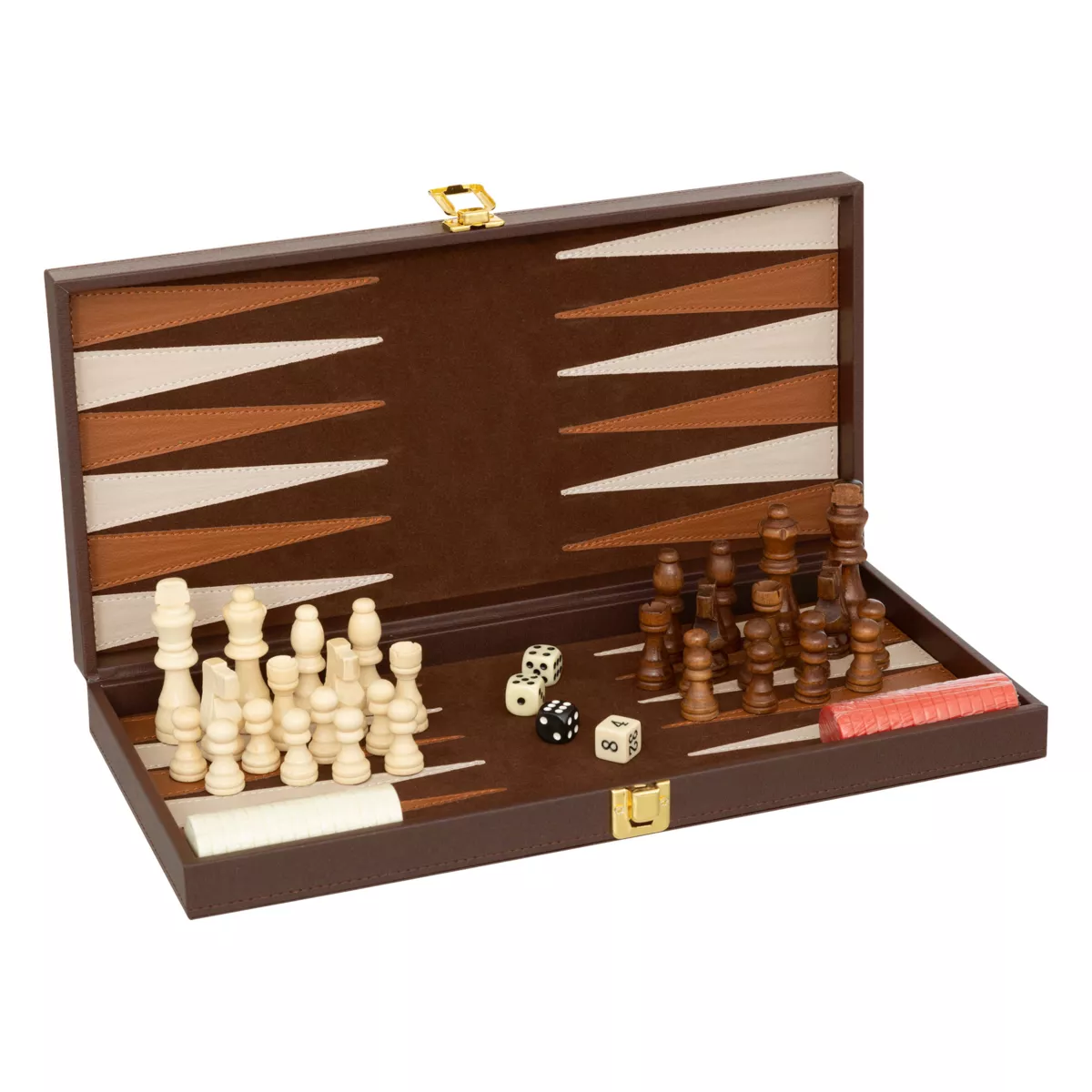 Backgammon / Schaken houten spelset (40 cm) Jule Bruin