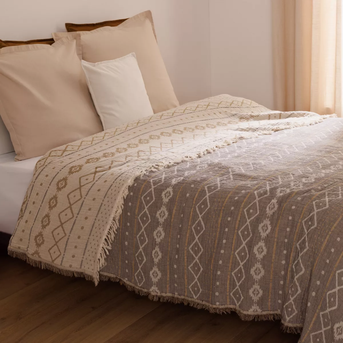 Katoenen bedsprei (240 x 260 cm) Mirohia Bruin