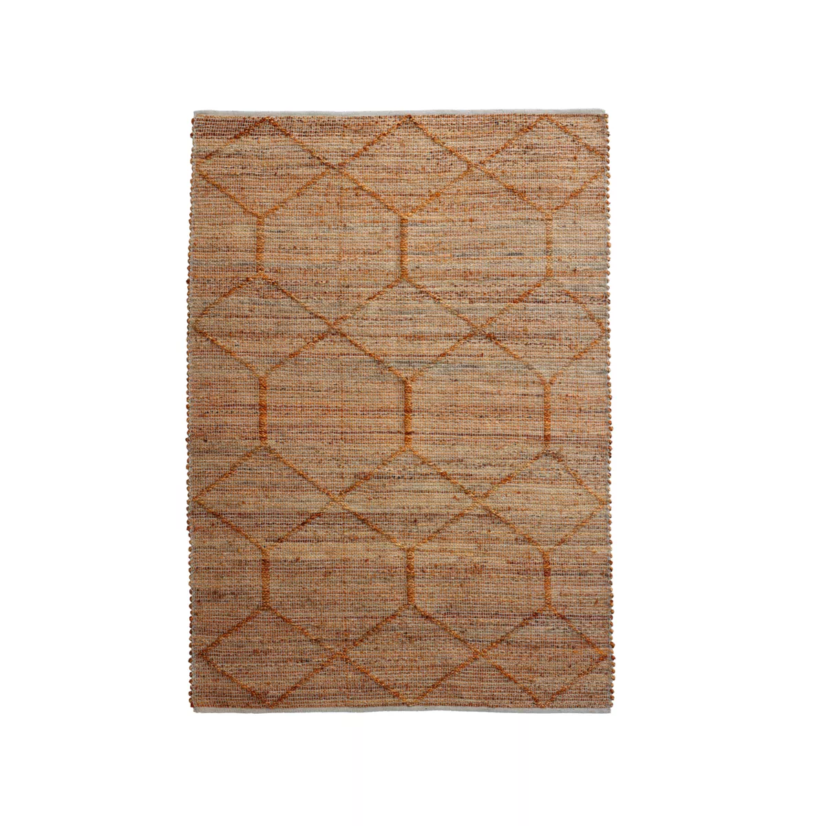 Tapis de salon rectangulaire jute et coton tissé main (140 x 200 cm) Jaya Marron