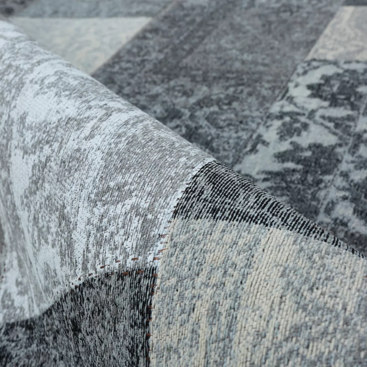 EM - Tapis 160x230 cm jacquard RISHI Noir et gris