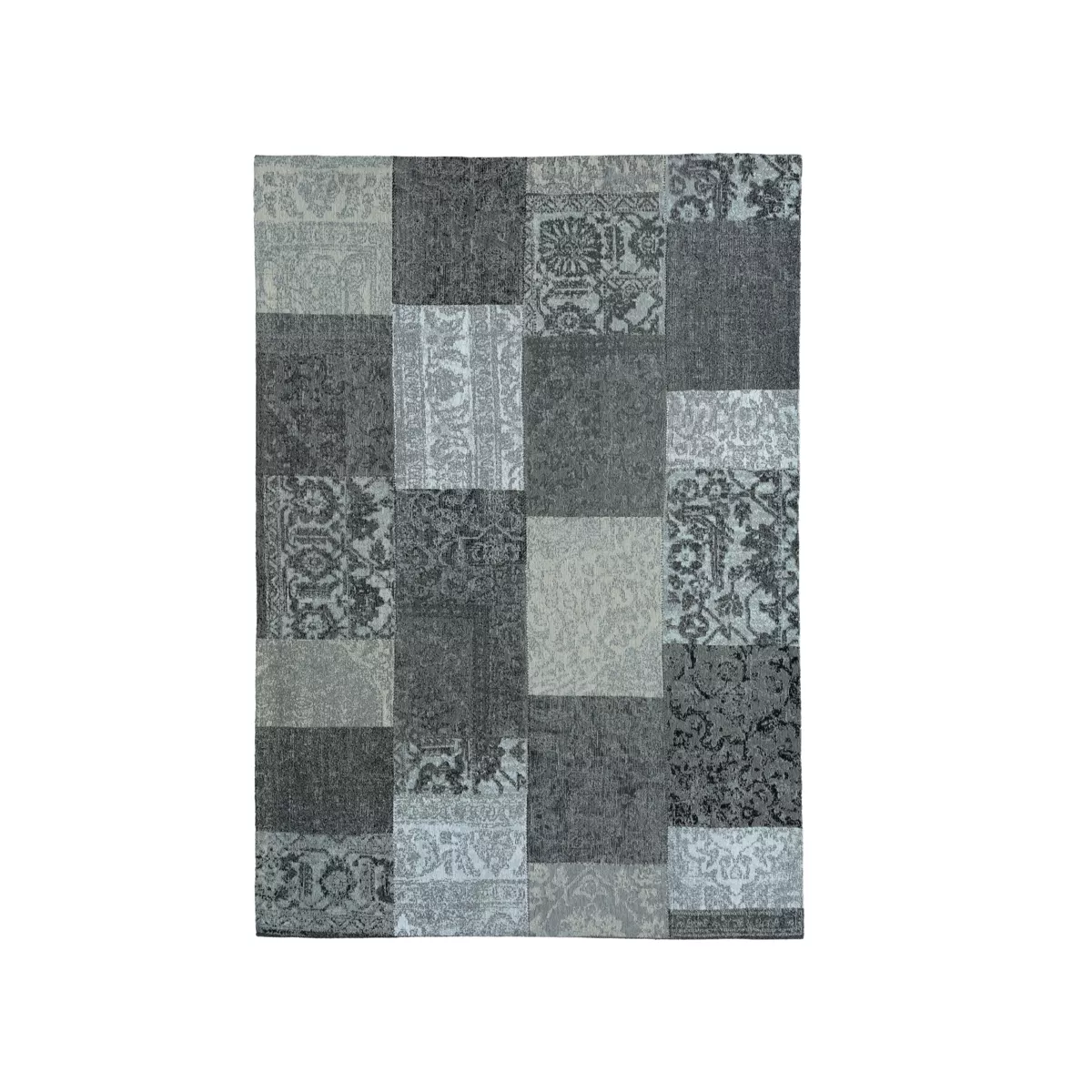 Tappeto rettangolare jacquard per soggiorno (140 x 200 cm) Rishi Nero e grigio