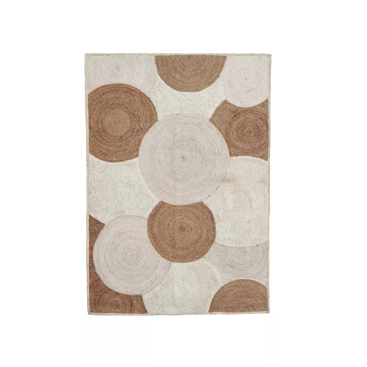 Alfombra rectangular de salón de yute trenzada a mano (140 x 200 cm) Reina Beige