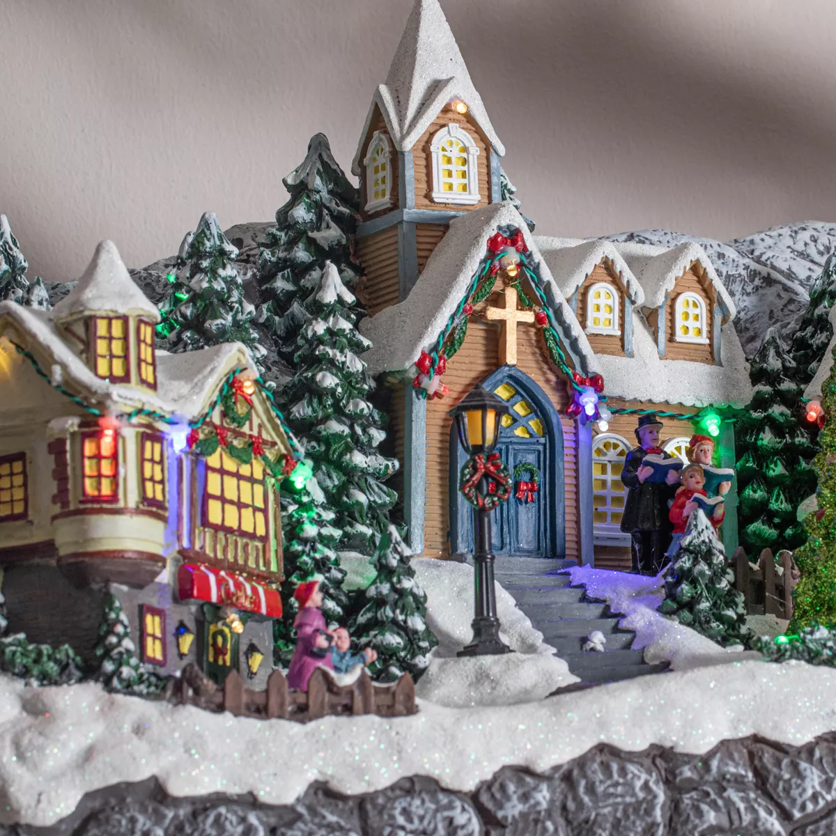 Villaggio di Natale luminoso e musicale Slitta di Babbo Natale