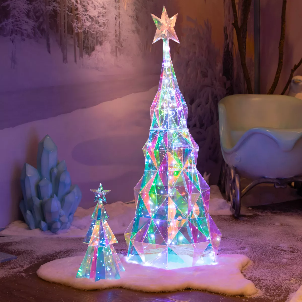 Sapin lumineux 120 Micro LED (H90 cm) Ice Blanc froid