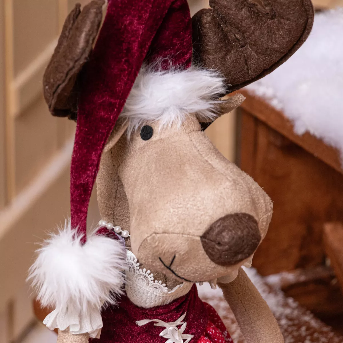 Renna di Natale (H59 cm) Miss Bavarese vestito Rosso