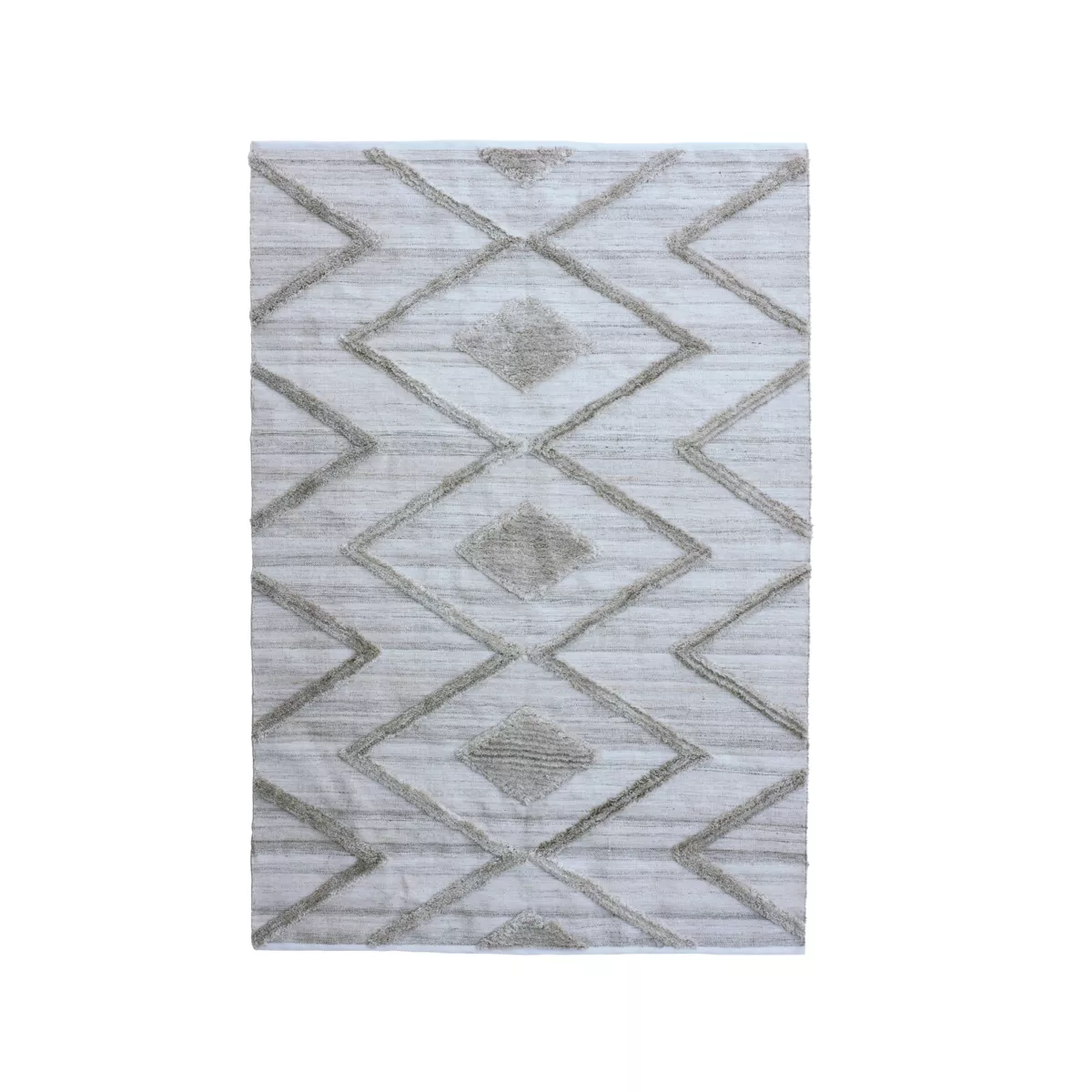 Tappeto da soggiorno rettangolare in materiale riciclato tufted (140 x 200 cm) Kaito Avorio