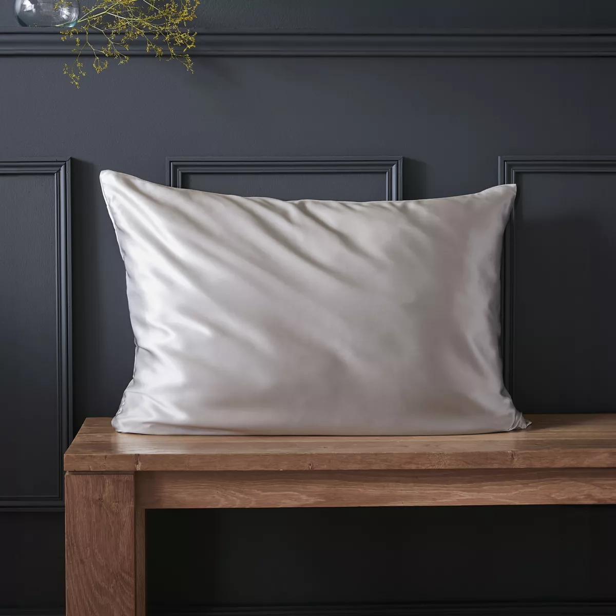 Taie d'oreiller rectangulaire soie de mûrier (50 x 70 cm) Mizuki Gris clair