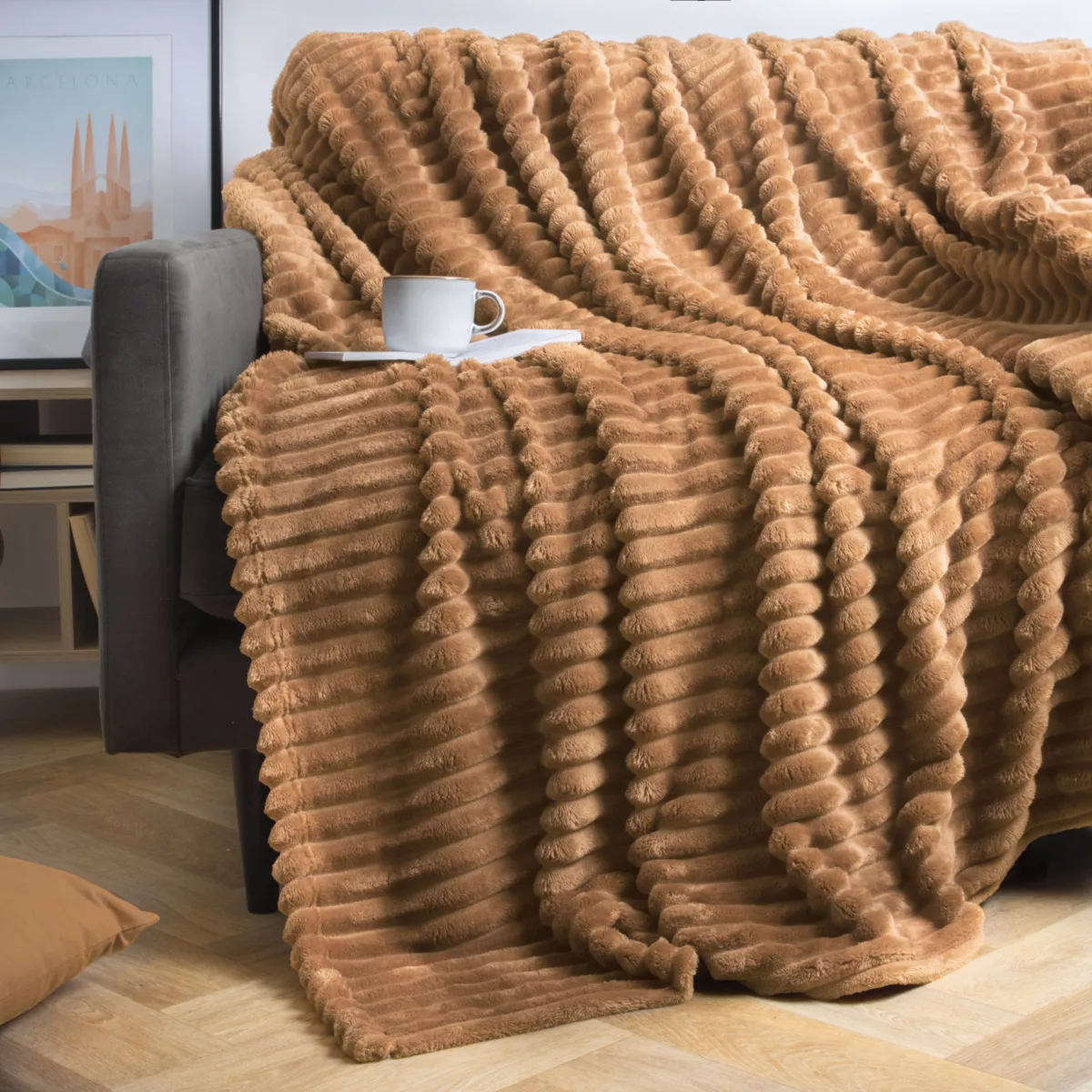 Manta suave (180 x 220 cm) Dune Camel