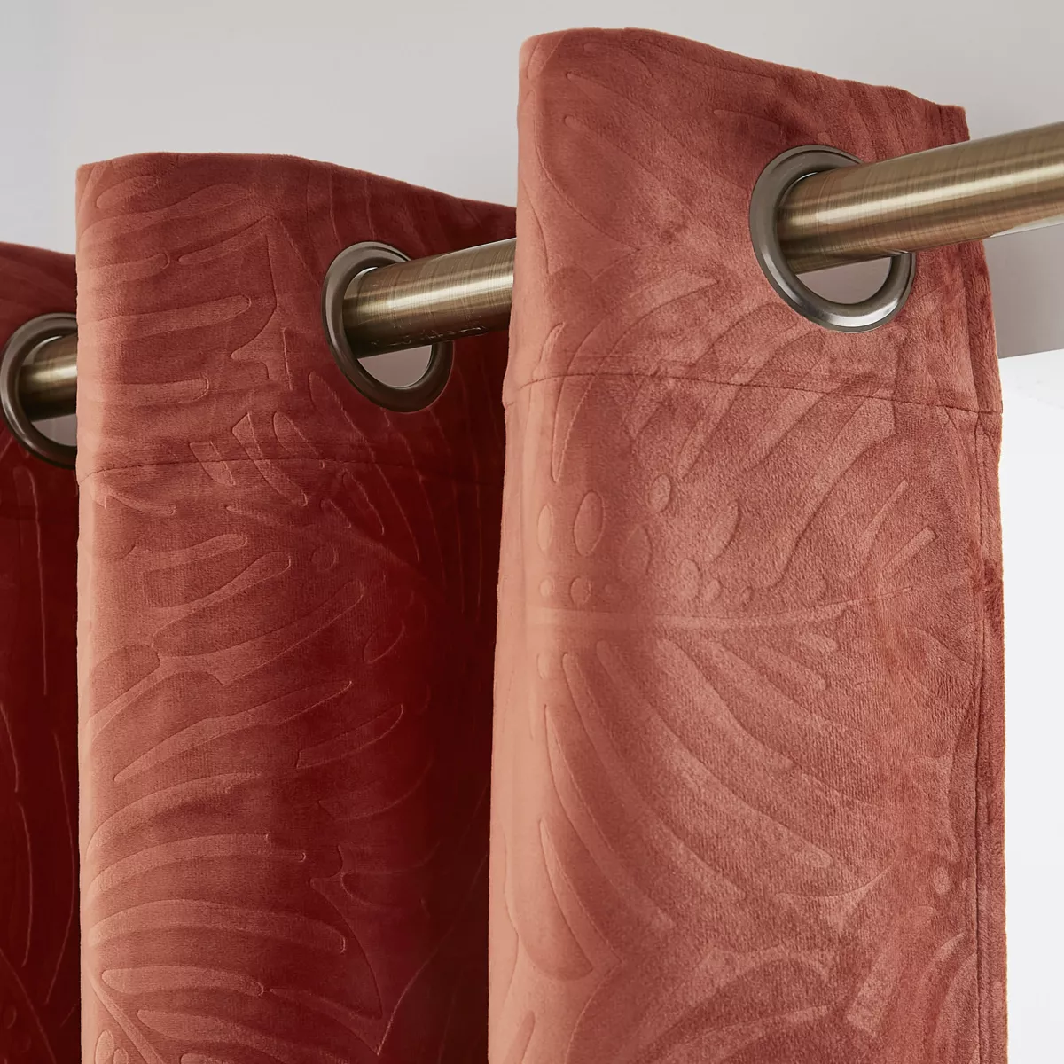 Rideau occultant velours (140 x 180 cm) Fern Terracotta