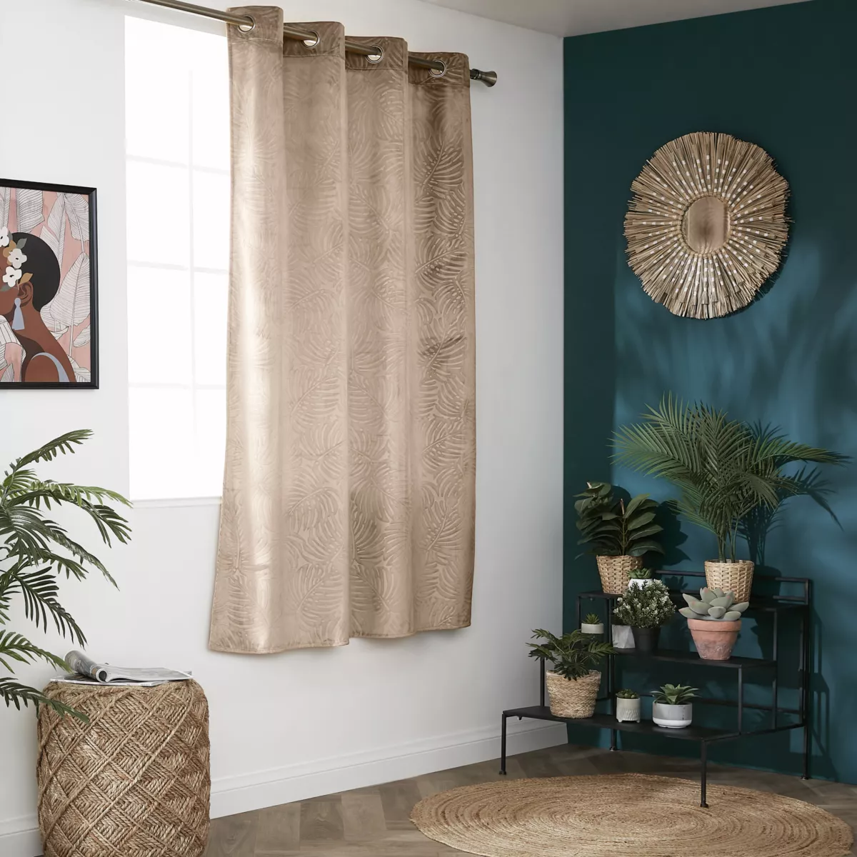 Fluwelen verduisteringsgordijn (140 x 180 cm) Fern Taupe