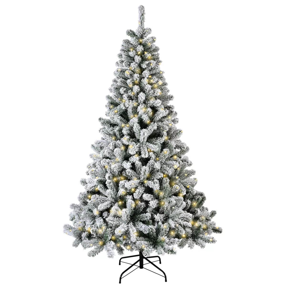 Künstlicher beleuchteter Weihnachtsbaum 200 LED H150 cm King Grün verschneit