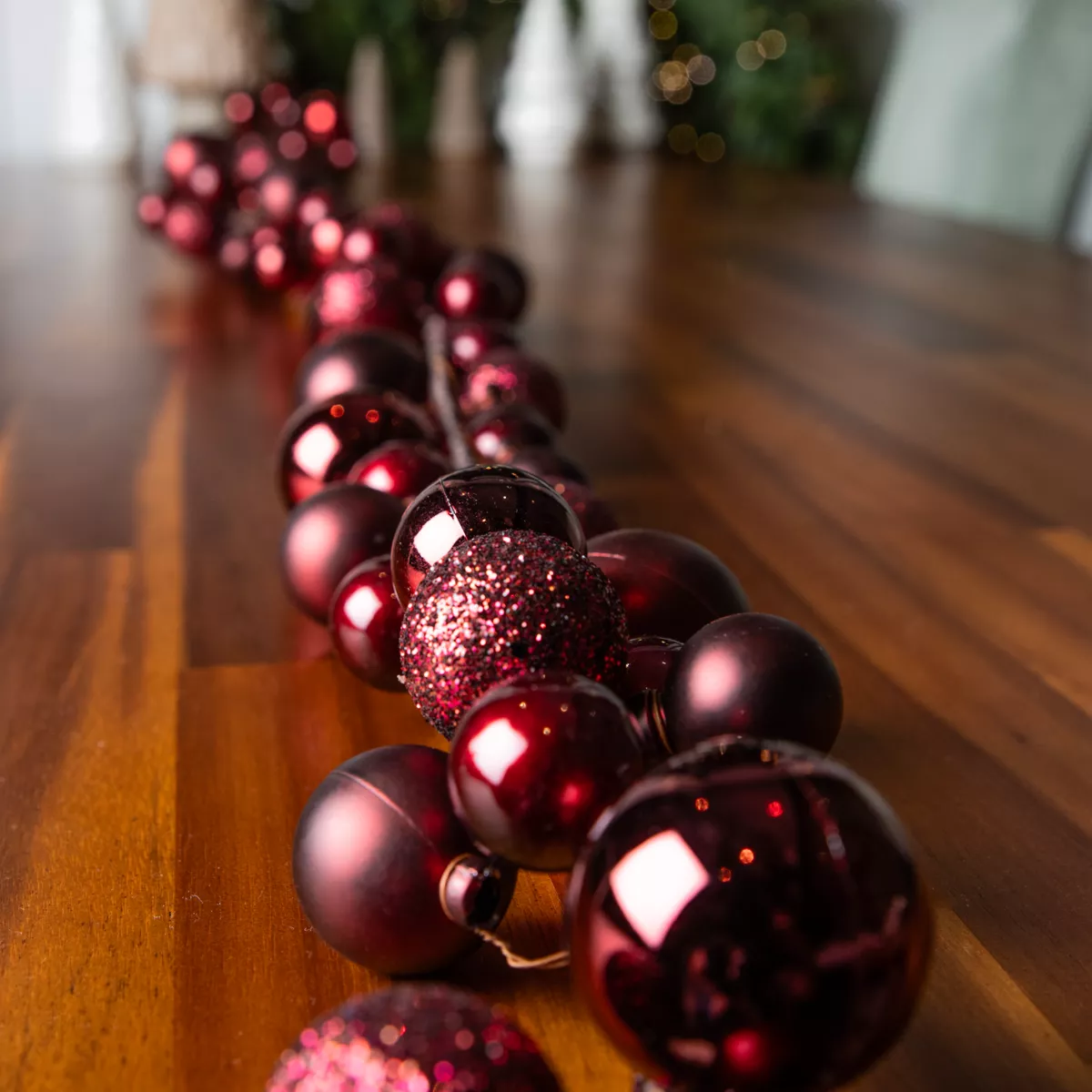 Guirlande de Noël (180 cm) Boules de Noël Bordeaux