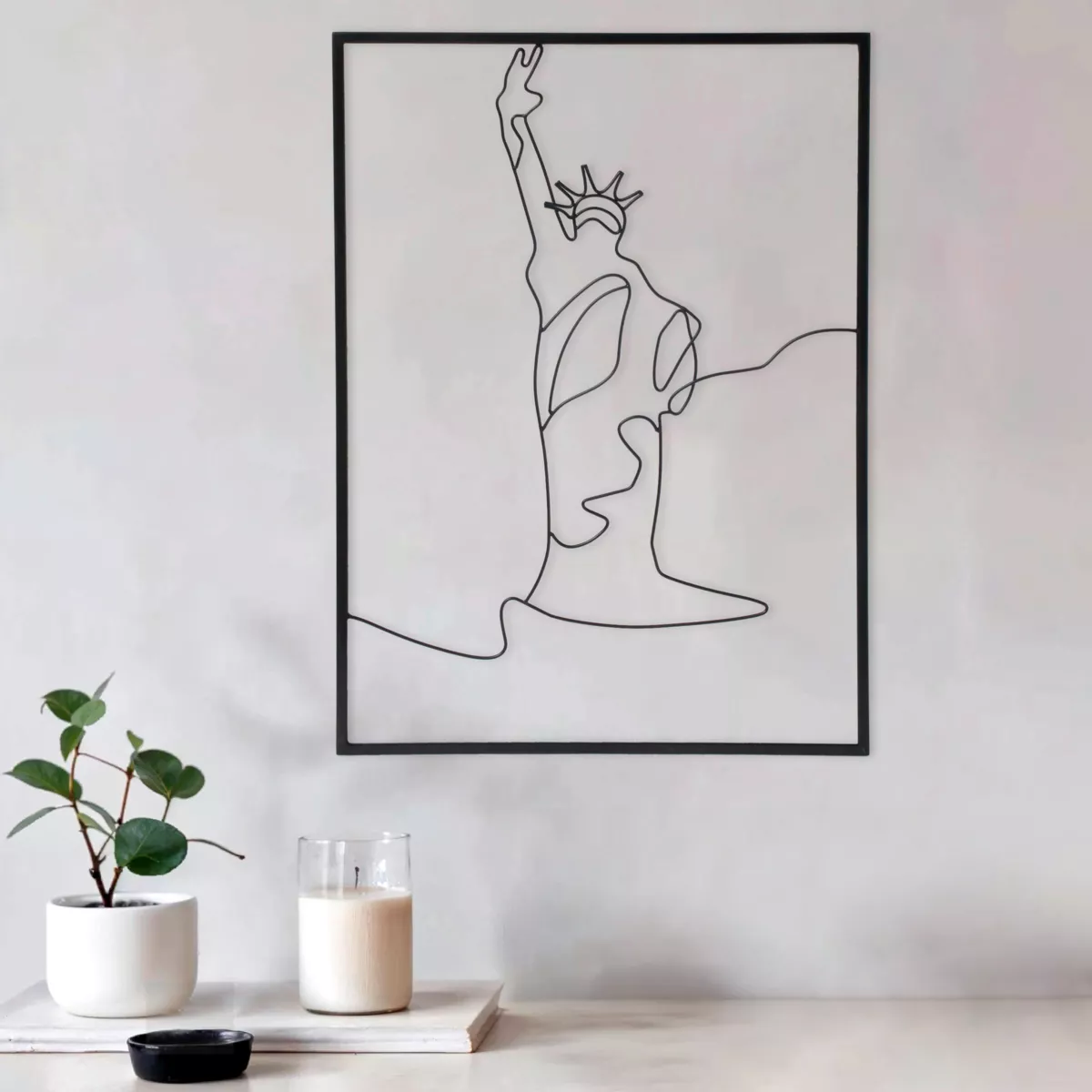 Decoración mural de metal (H40 cm) Estatua de la Libertad Negro