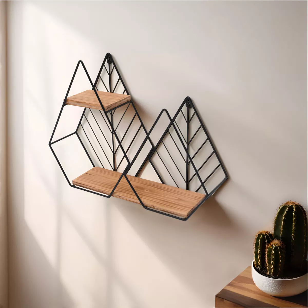 Estantería de pared en madera y metal (48 x H36 cm) Urban Loft Negro