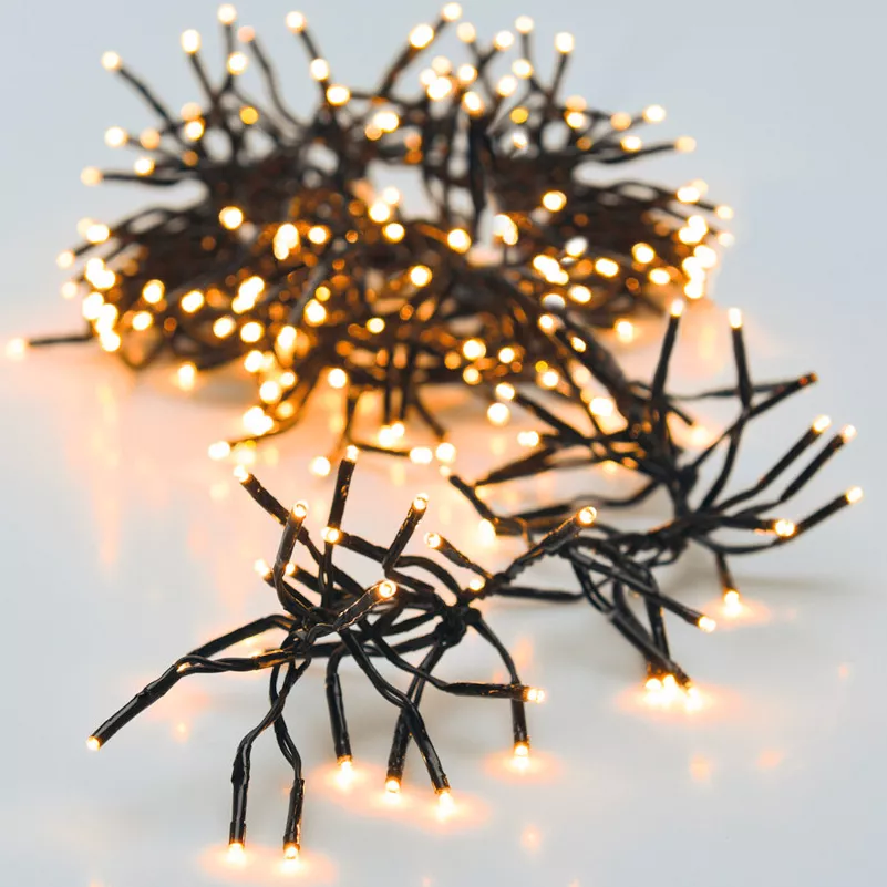 Guirlande lumineuse 14 m 2016 LED câble noir Boa Blanc extra chaud