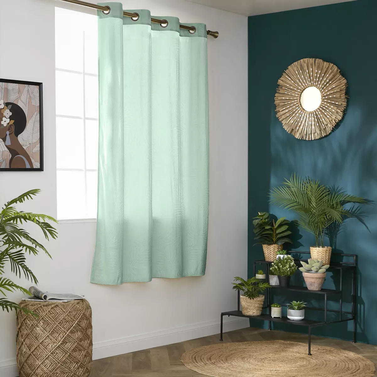 Rideau occultant velours (140 x 180 cm) Fern Vert sauge