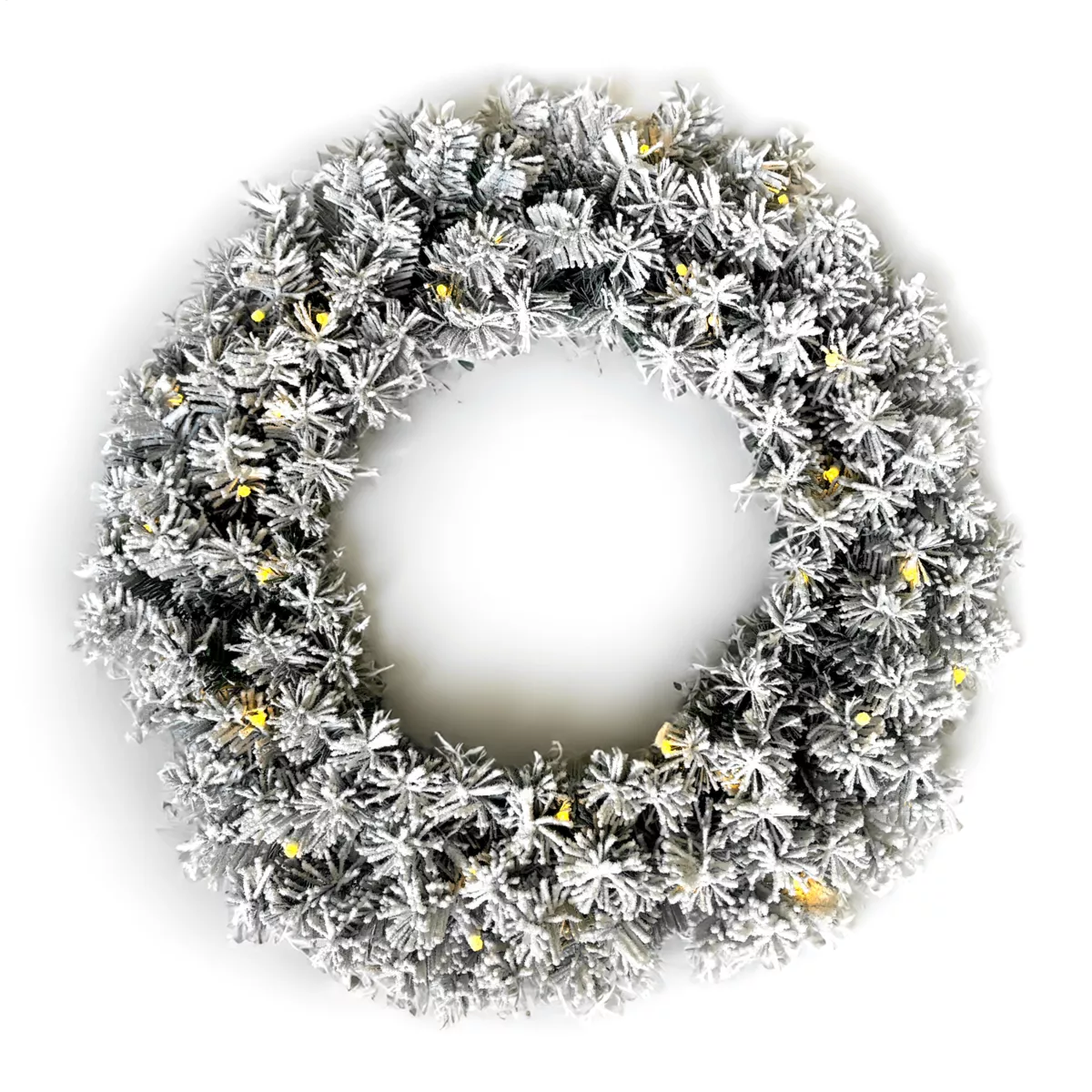 Couronne de Noël lumineuse (D60 cm) Royal Vert enneigé et blanc chaud