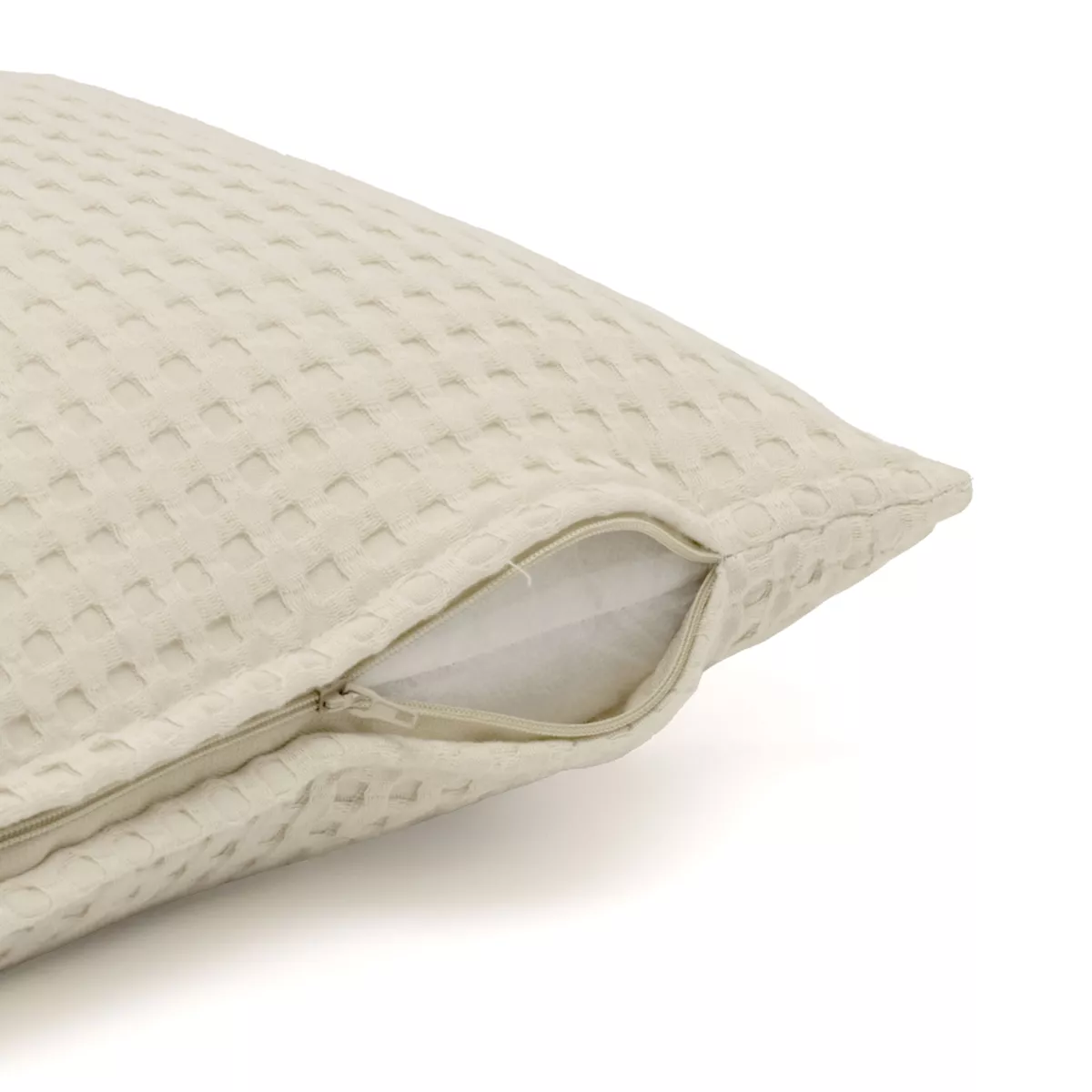 Housse de coussin rectangulaire coton nid d'abeille (30 x 50 cm) Maya Beige pampa