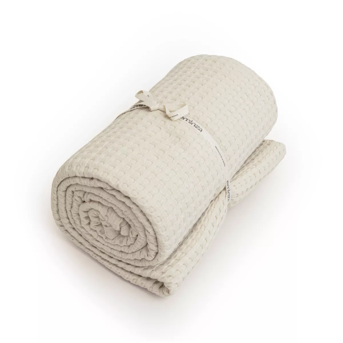 Couvre-lit coton nid d'abeille (220 x 250 cm) Maya Beige pampa