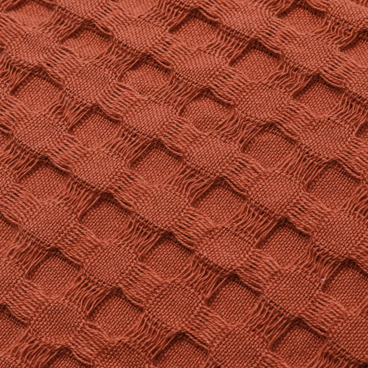 Couvre-lit coton nid d'abeille (180 x 220 cm) Maya Terracotta