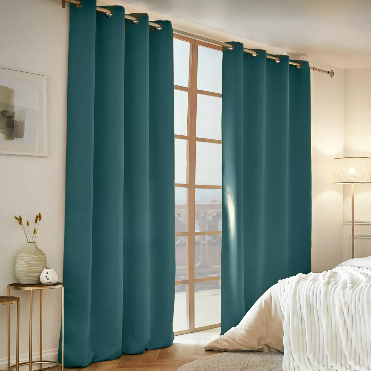 Rideau obscurcissant thermique (140 x 240 cm) Calore Bleu canard