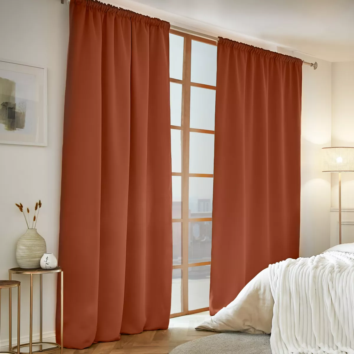 Tenda oscurante a passanti nascosti (140 x 240 cm) Calore Terracotta
