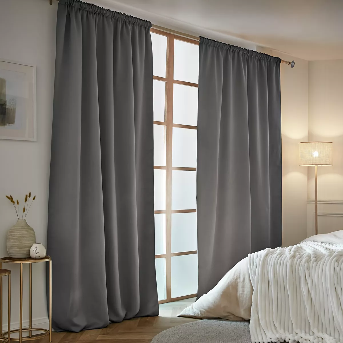 Rideau obscurcissant thermique galon fronceur (140 x 240 cm) Calore Gris anthracite
