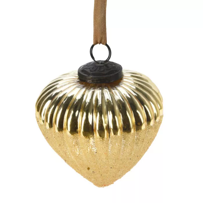 Lot de 6 boules de Noël en verre (D100 mm) Art Deco Champagne