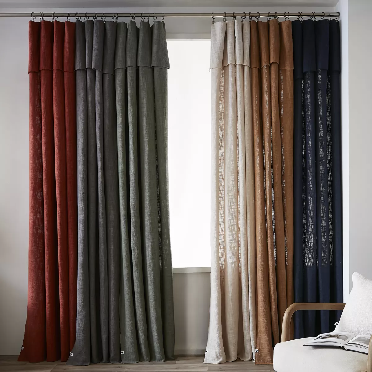 Tenda cotone regolabile (140 x max 270 cm) Sixtine Terracotta