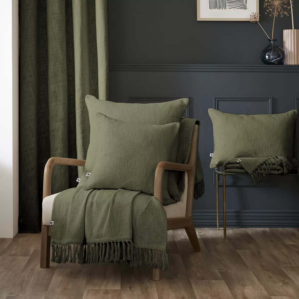 Coussin dŽhoussable 60 x 60 cm Slub SIXTINE Thym