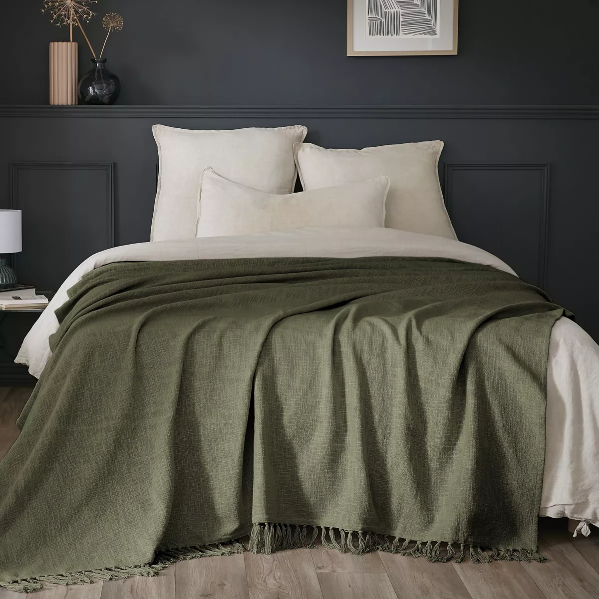 Manta de algodón (180 x 220 cm) Sixtine Verde romero