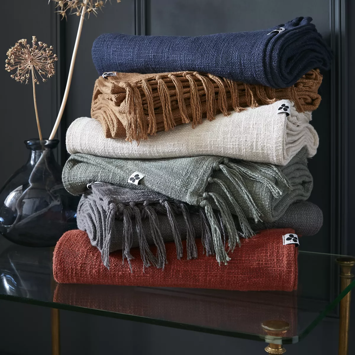 Plaid Baumwolle (180 x 220 cm) Sixtine Schiefergrau