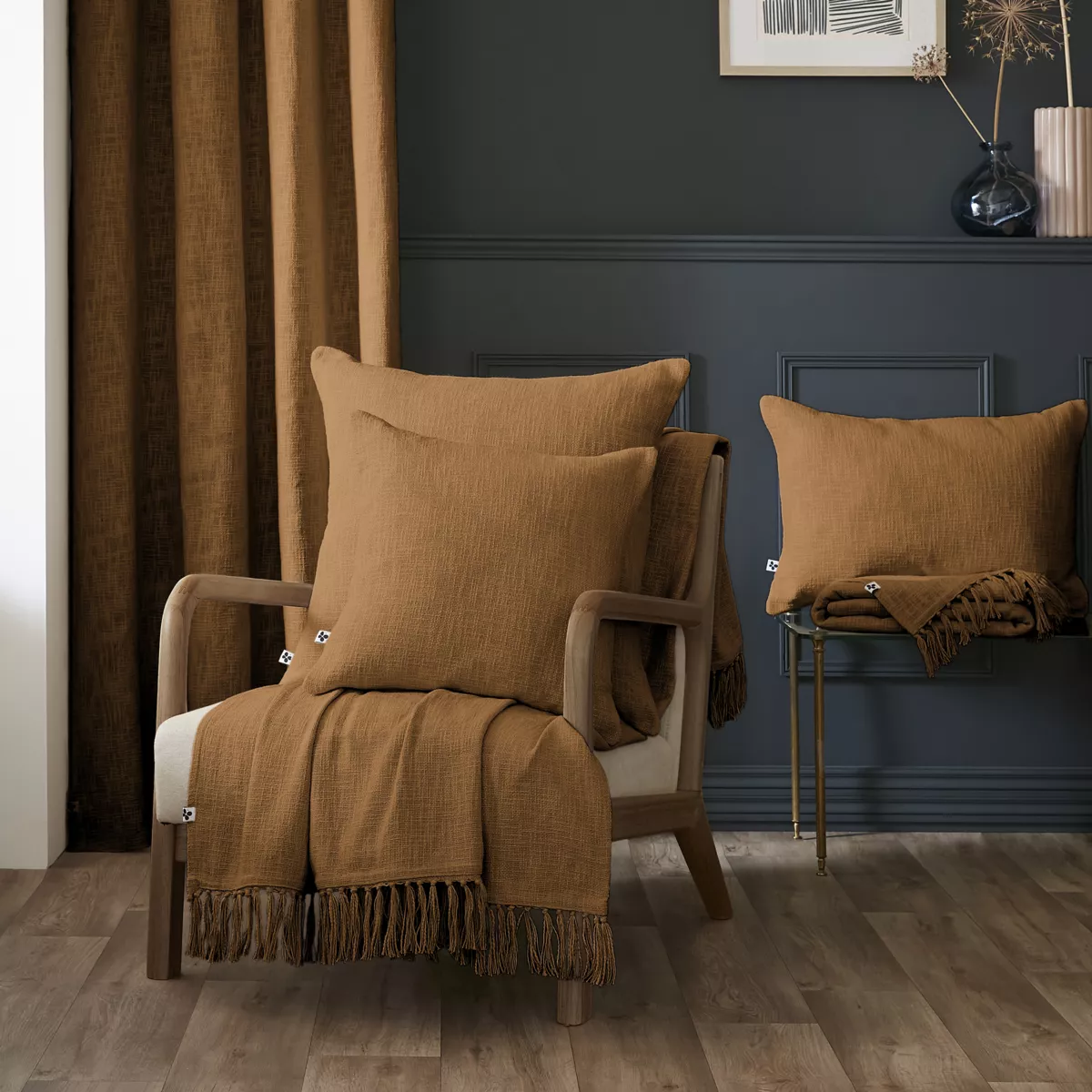 Coussin dŽhoussable 60 x 60 cm Slub SIXTINE Camel