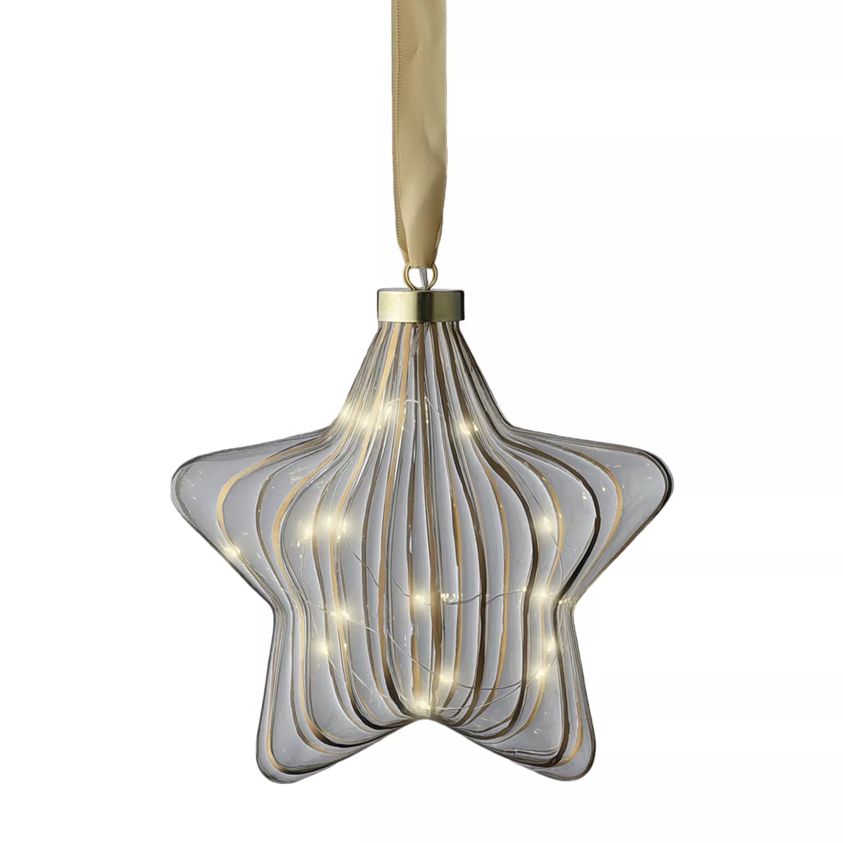 Beleuchteter Stern Batteriebetrieben15 LED (D20 cm) Vintage Gold/Warmweiß