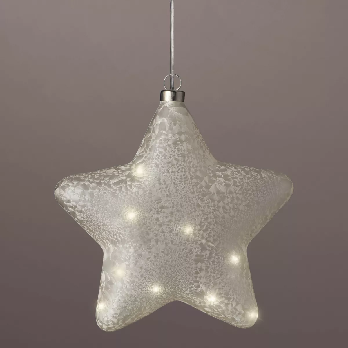Beleuchteter Stern aus Glas Batteriebetrieben15 LED (D20 cm) Glacée Warmweiß