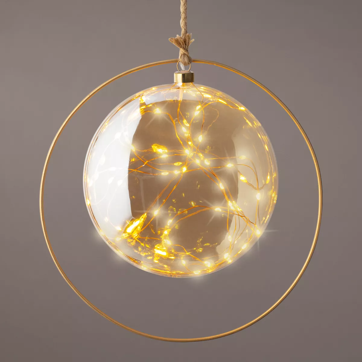 Beleuchtete Weihnachtsdeko Batteriebetrieben 40 LED (D26 cm) Lune d’Hiver Bernsteinfarben/Warmweiß