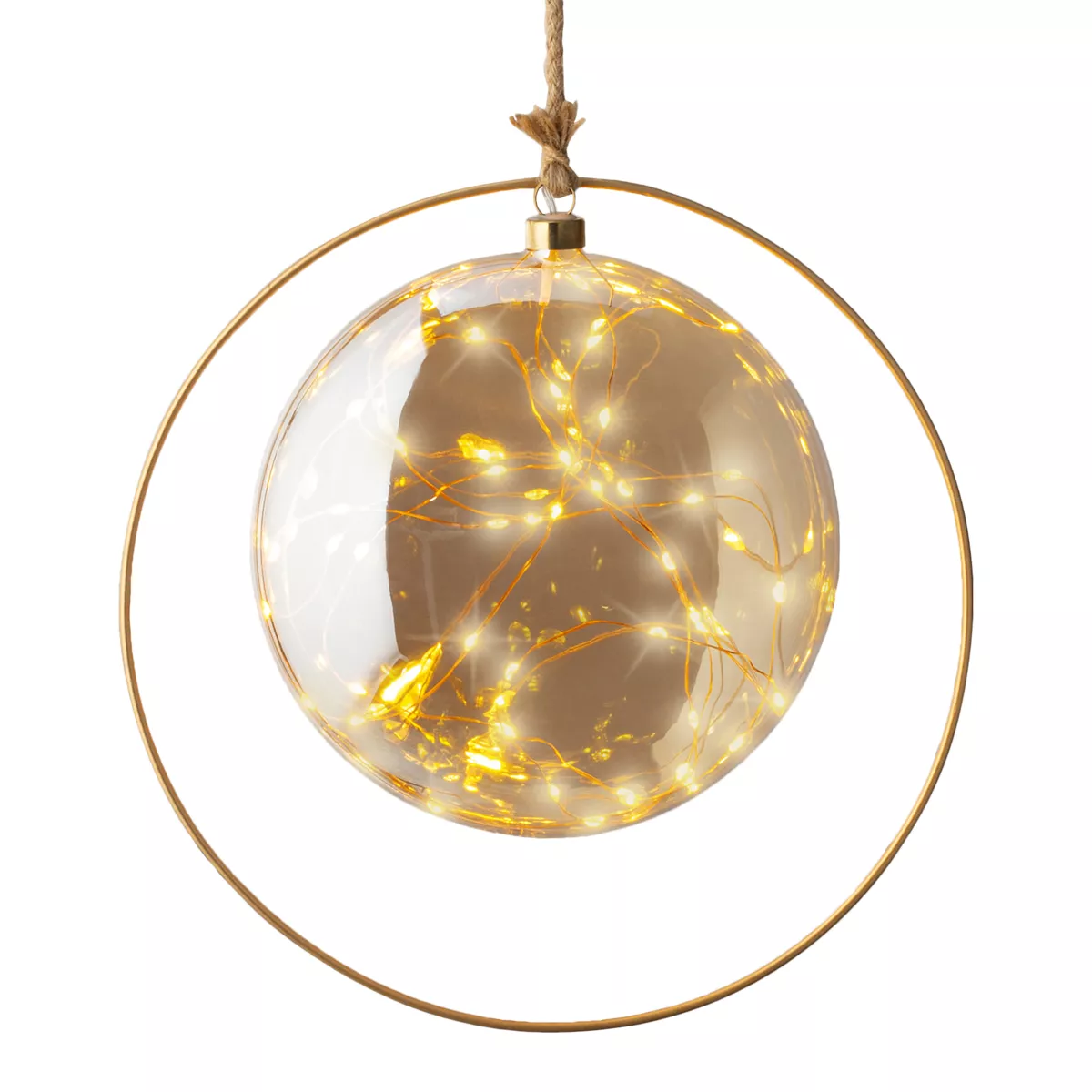 Beleuchtete Weihnachtsdeko Batteriebetrieben 40 LED (D26 cm) Lune d’Hiver Bernsteinfarben/Warmweiß
