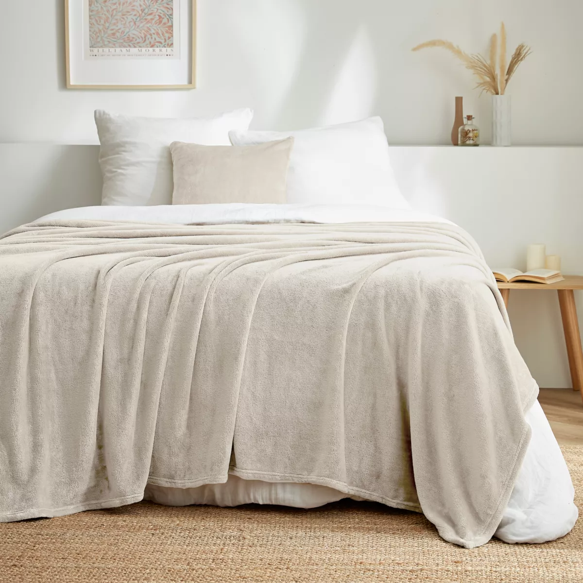 Manta suave en franela (180 x 230 cm) Didou Beige gris