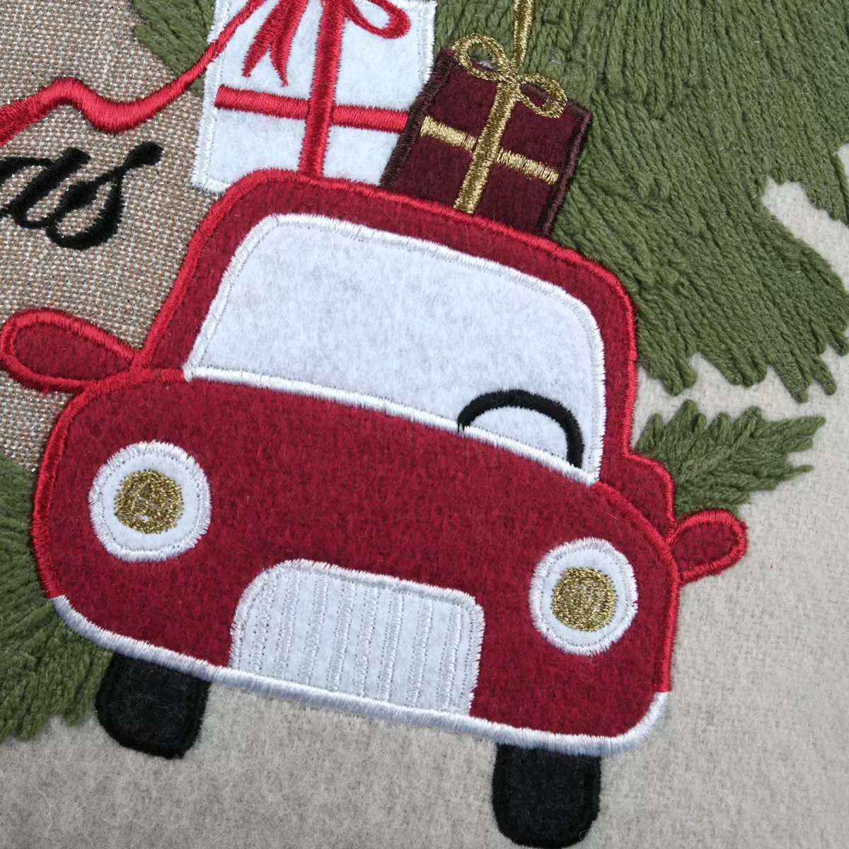 Cuscino di Natale ricamato (45 x 45 cm) Merry Christmas Naturale