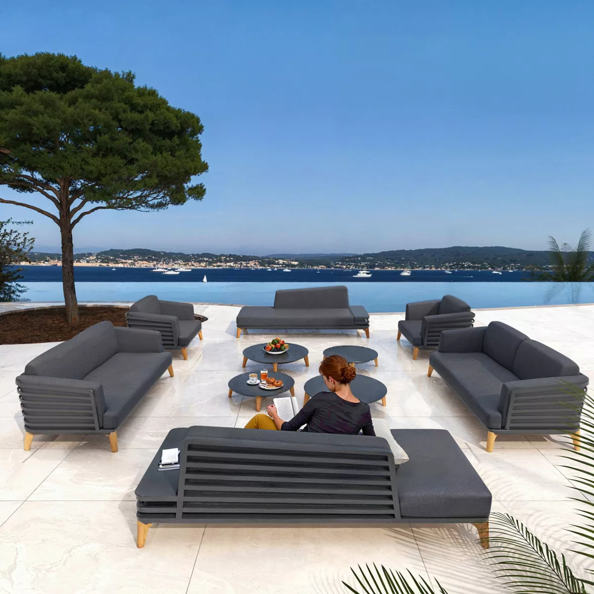 Méridienne de jardin aluminium Monte Carlo - Gris anthracite