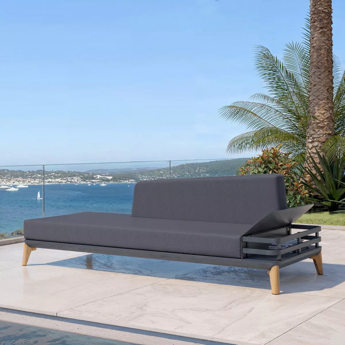 Chaiselongue Garten Aluminium Monte Carlo - Anthrazitgrau