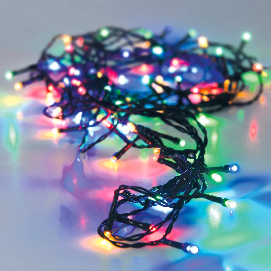Verlichte slinger op batterijen 3,6 m 48 LED zwart snoer Luxe Meerkleurig