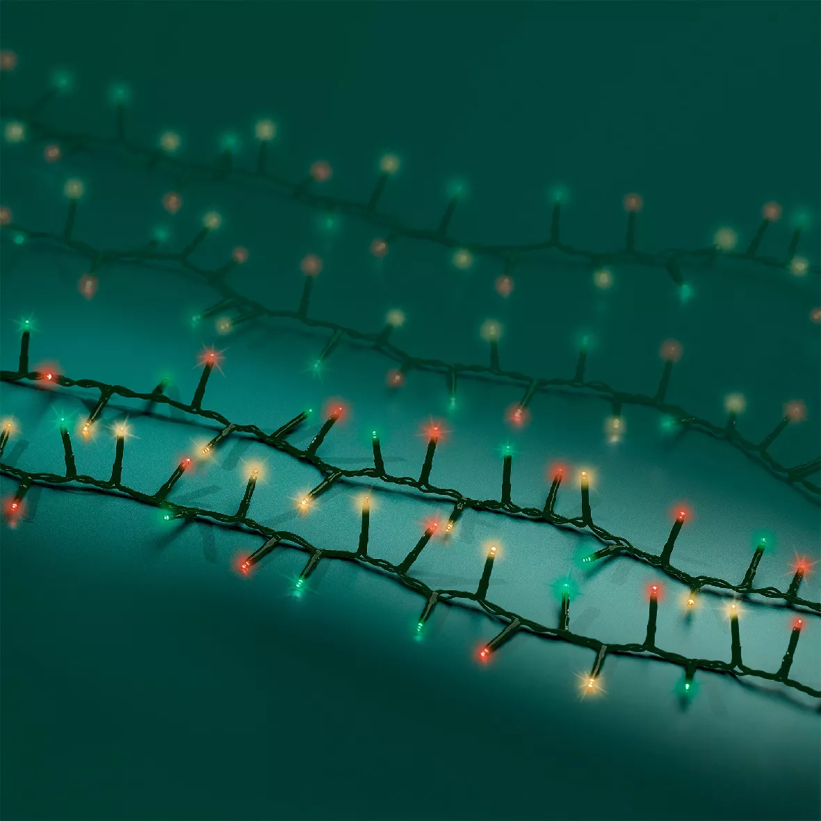 Guirnalda luminosa 22,5 m 1000 LED cable verde Lujo Tricolor Verde/Rojo/Blanco