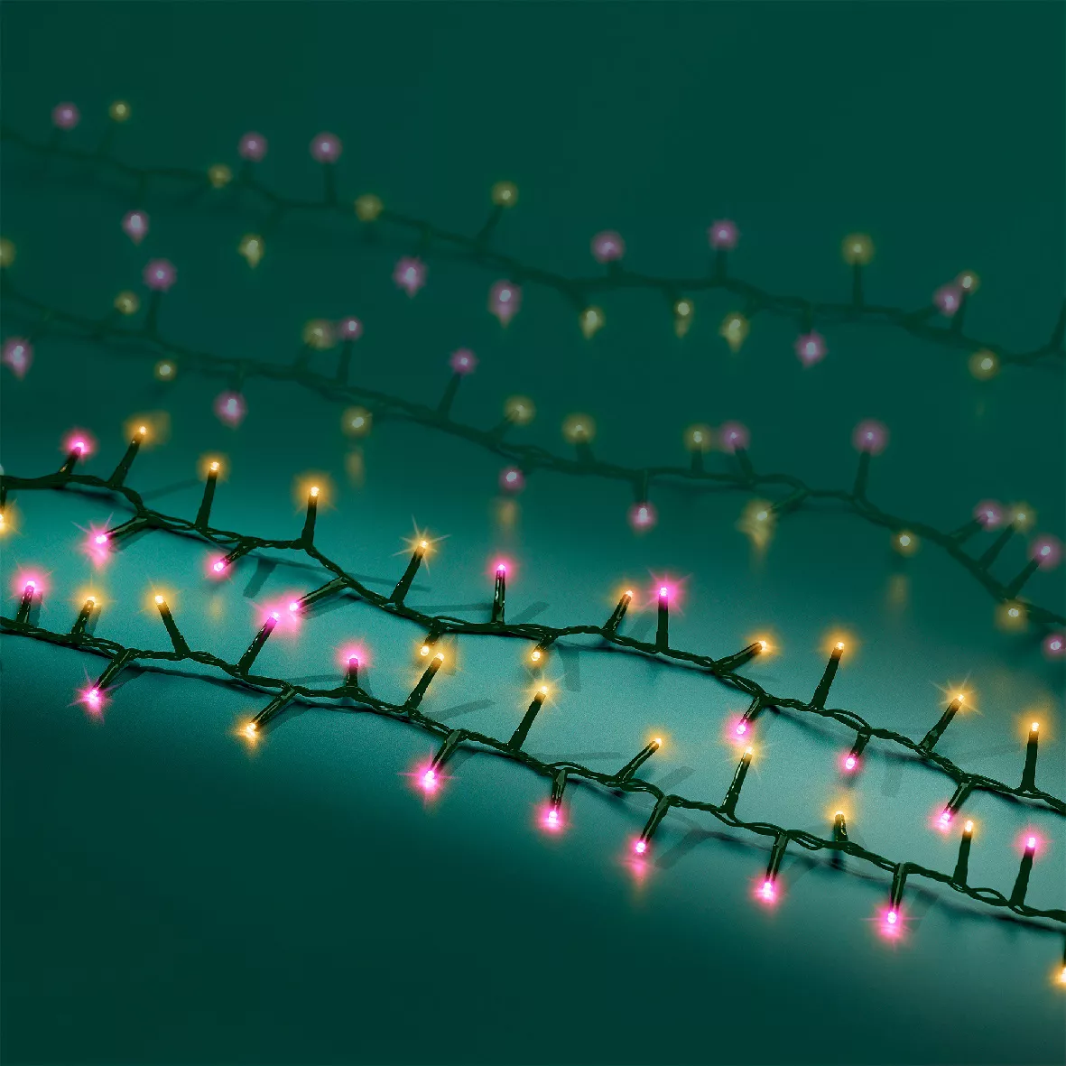 Guirlande lumineuse 11 m 500 LED câble vert NewLuxe Bicolore Rose/blanc