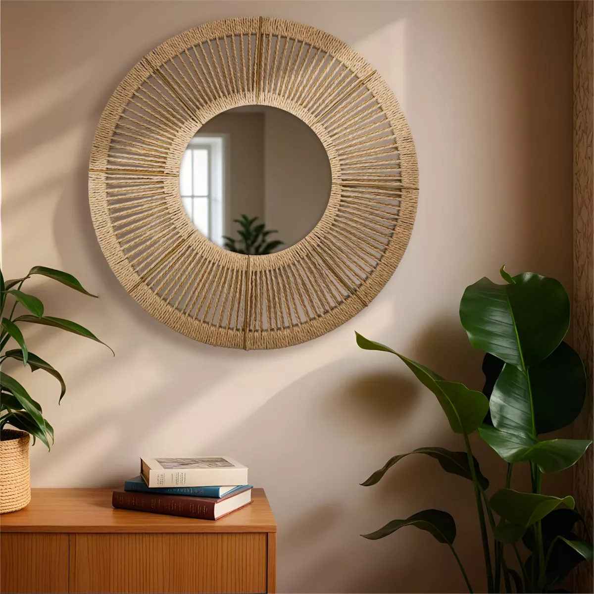 Specchio da parete rotondo in corda (D60 cm) Suva Naturale