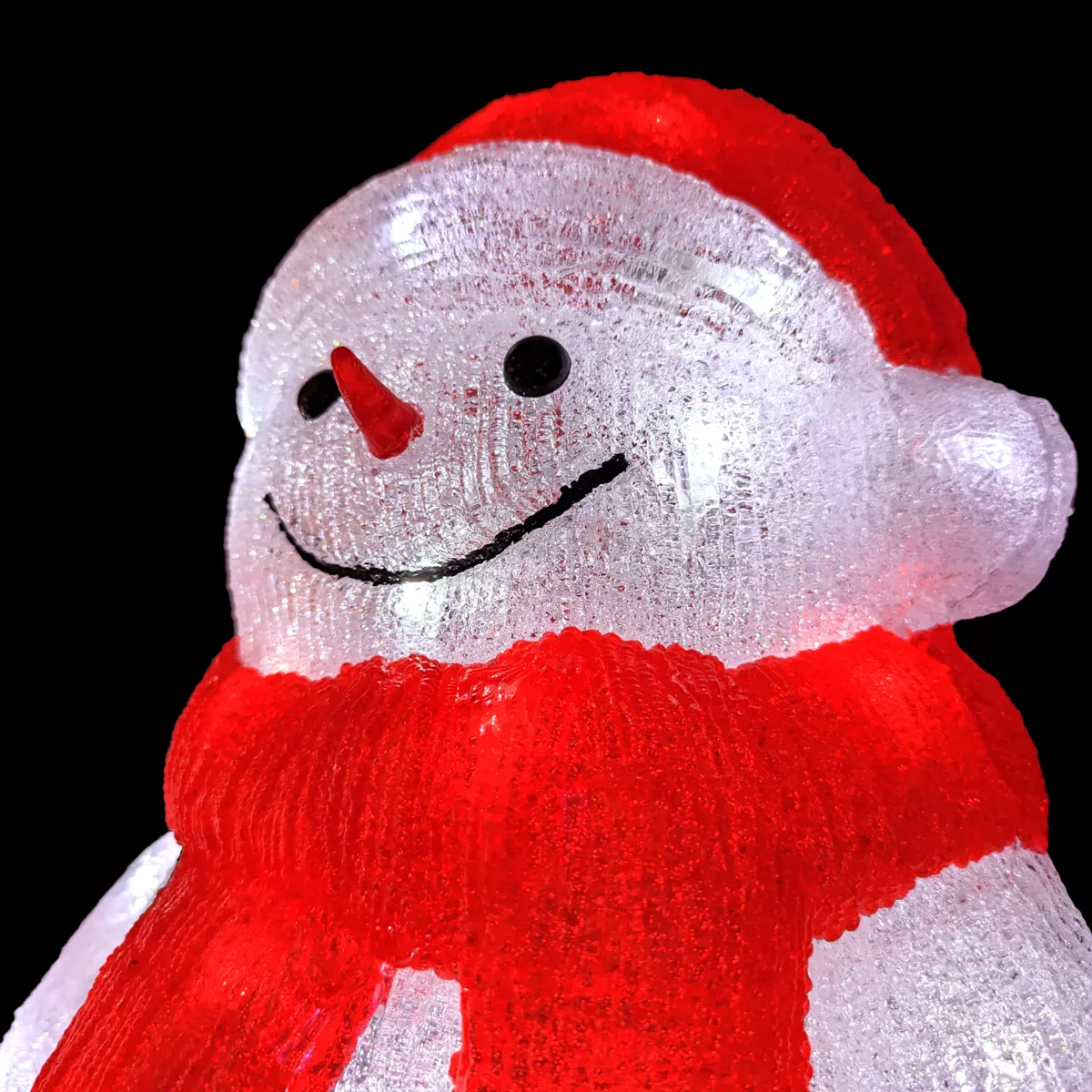 Lichtgevende sneeuwpop 60 LED (H46 cm) Lenny Koud Wit