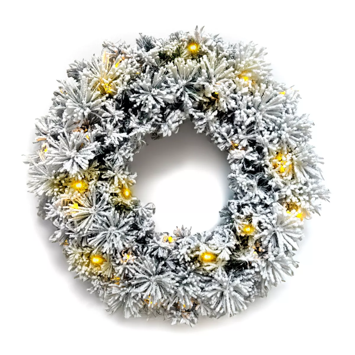 Couronne de Noël lumineuse (D50 cm) Edmonton Vert enneigé et blanc chaud