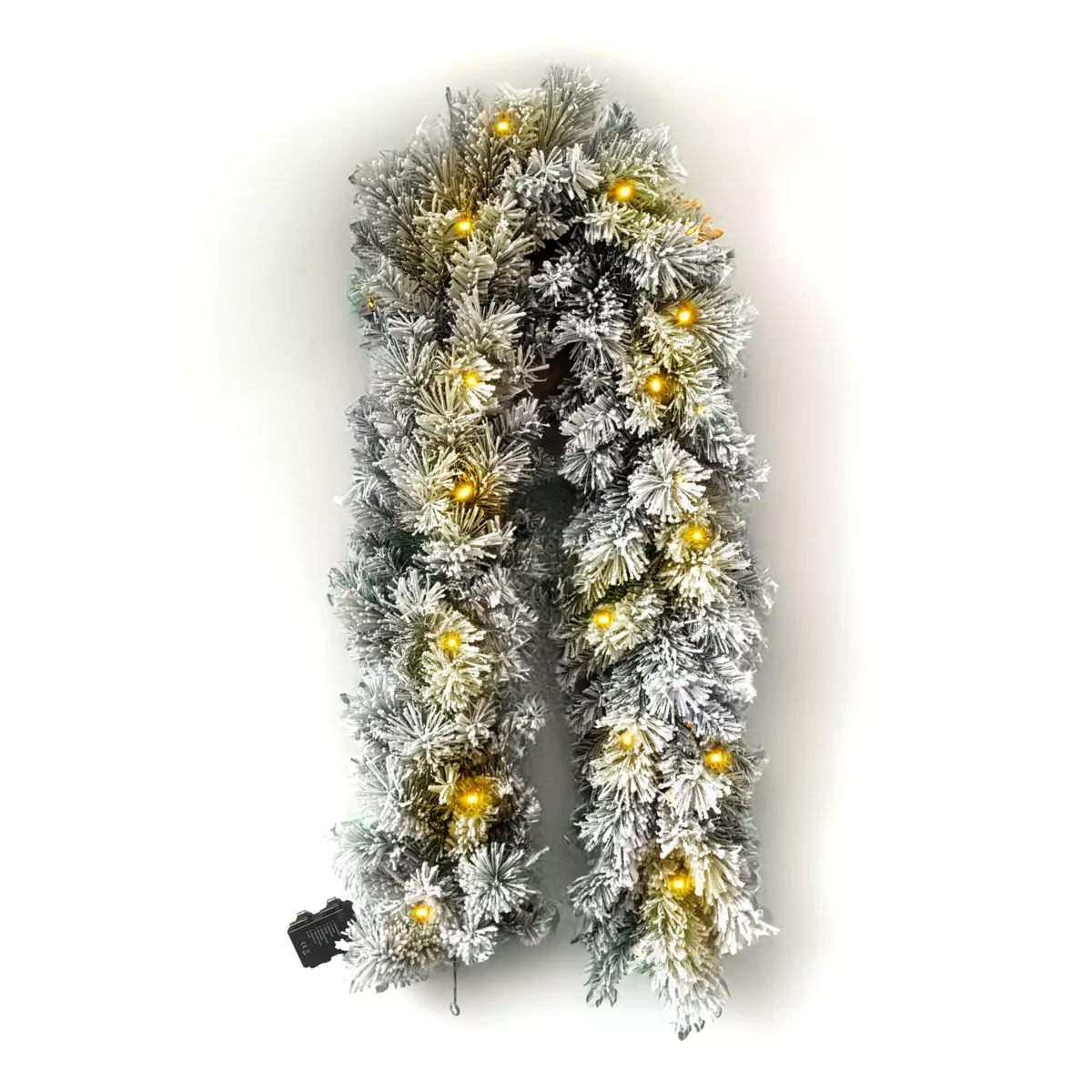 Ghirlanda luminosa di abete (180 cm - D25) Edmonton Verde innevato e bianco caldo